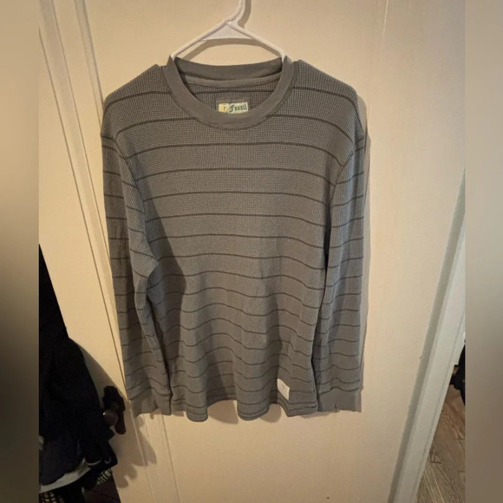 Fossil Long sleeve striped shirt grey medium